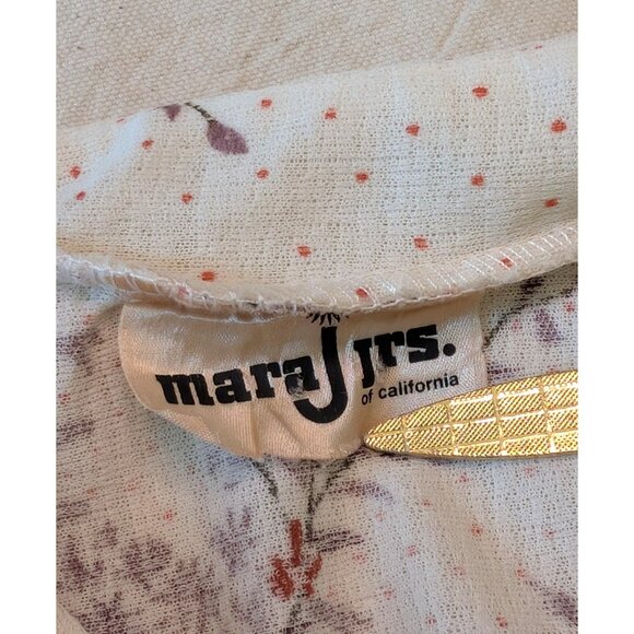 Mara J Jrs. Dress Vintage 70s Women's Cream Floral A Line Mod Size Small - Picture 9 of 10